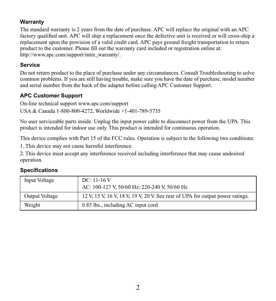 American Power Conversion UPA9 User Manual | Page 4 / 52