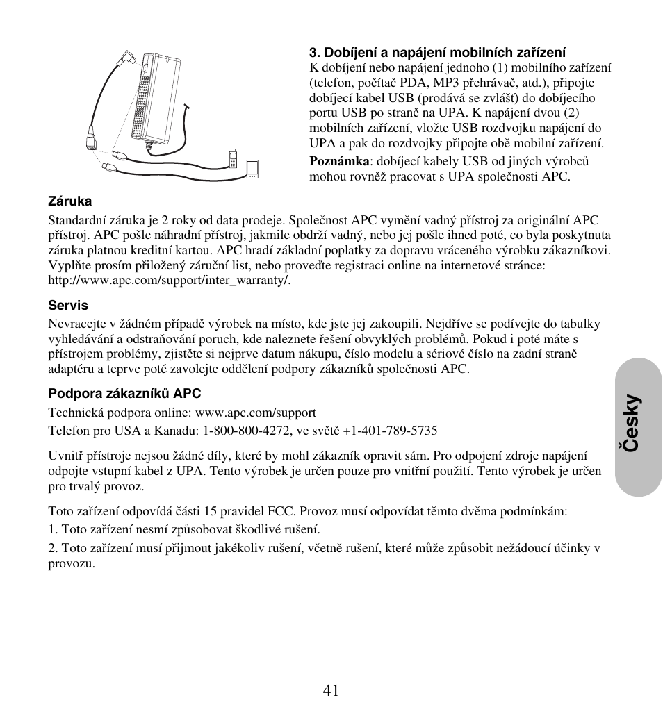 Âesky | American Power Conversion UPA9 User Manual | Page 43 / 52