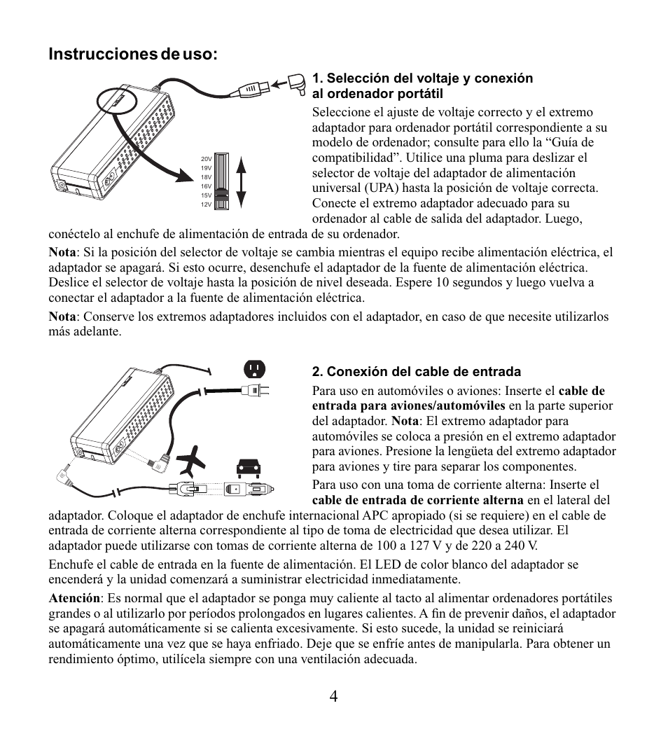 4 instrucciones de uso | American Power Conversion UPA9 User Manual | Page 6 / 52