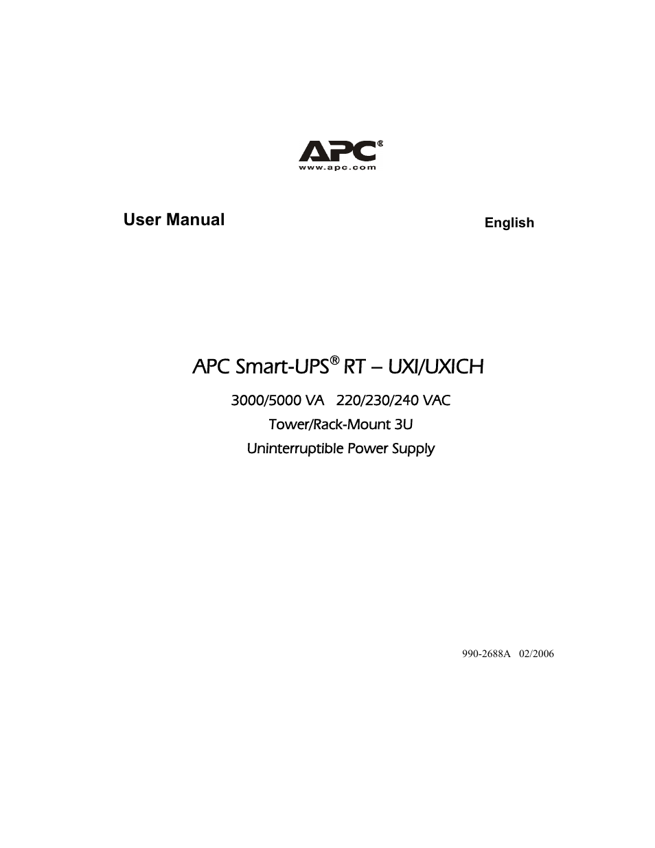 American Power Conversion UXI/UXICH User Manual | 20 pages