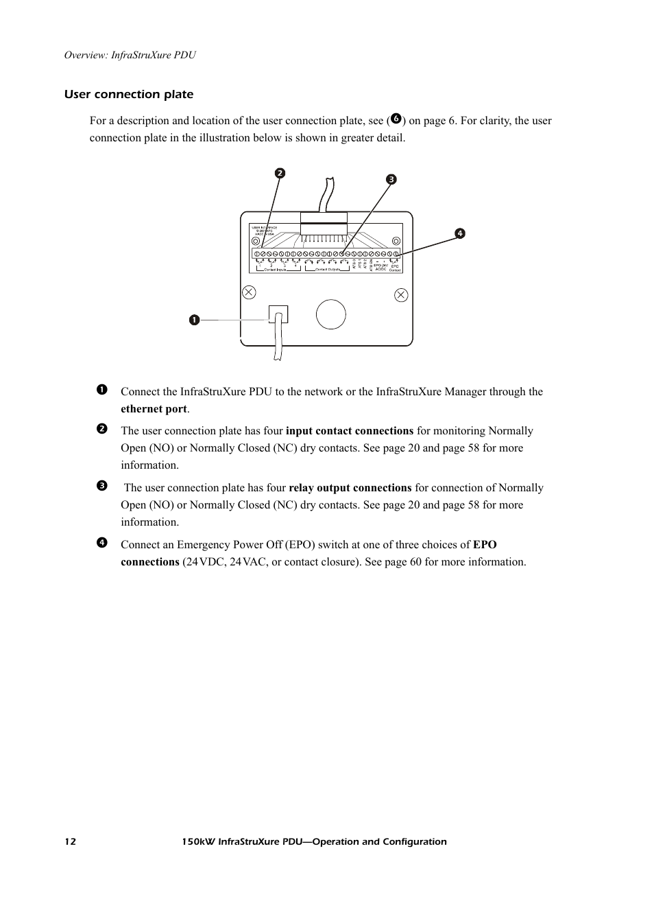 User connection plate | American Power Conversion PD150G6F User Manual | Page 20 / 84