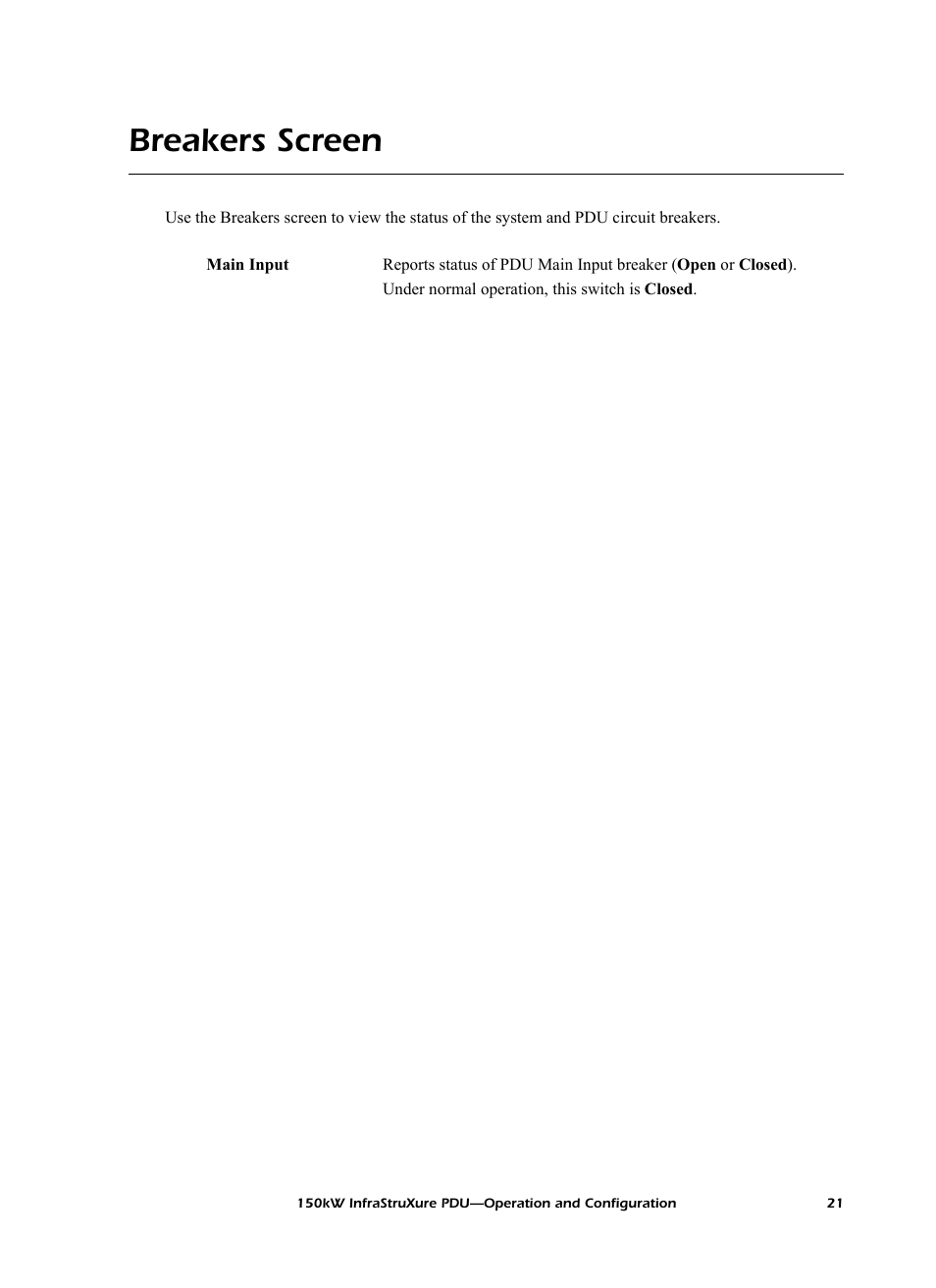 Breakers screen | American Power Conversion PD150G6F User Manual | Page 29 / 84