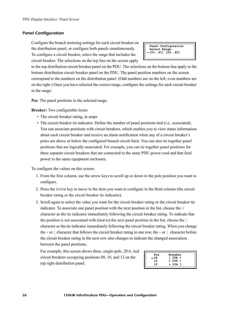 Panel configuration | American Power Conversion PD150G6F User Manual | Page 34 / 84