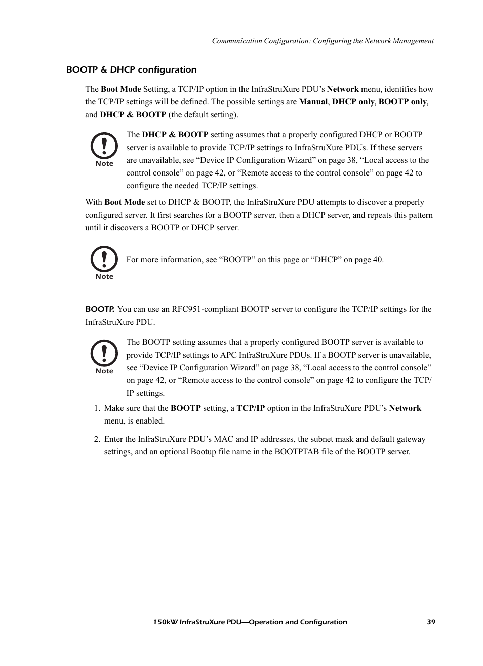 Bootp & dhcp configuration | American Power Conversion PD150G6F User Manual | Page 47 / 84