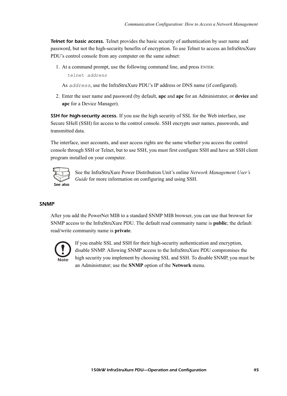 Snmp | American Power Conversion PD150G6F User Manual | Page 53 / 84