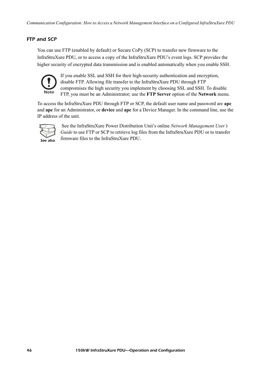 Ftp and scp | American Power Conversion PD150G6F User Manual | Page 54 / 84