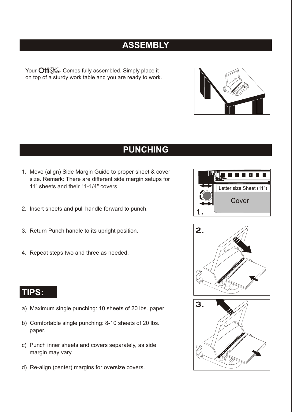Assembly, Punching, Tips | Akiles OffiWire User Manual | Page 2 / 4