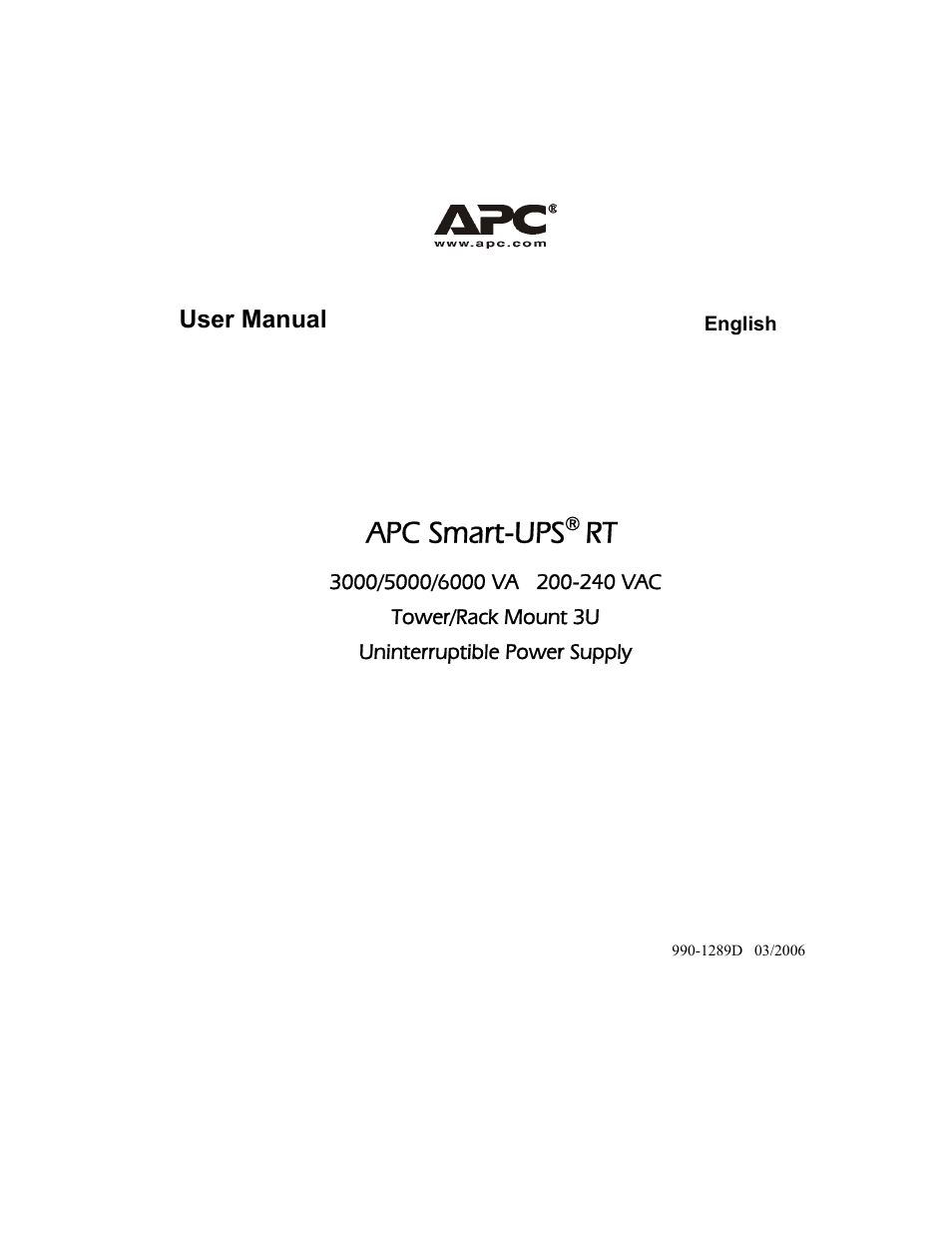 American Power Conversion RT User Manual | 21 pages