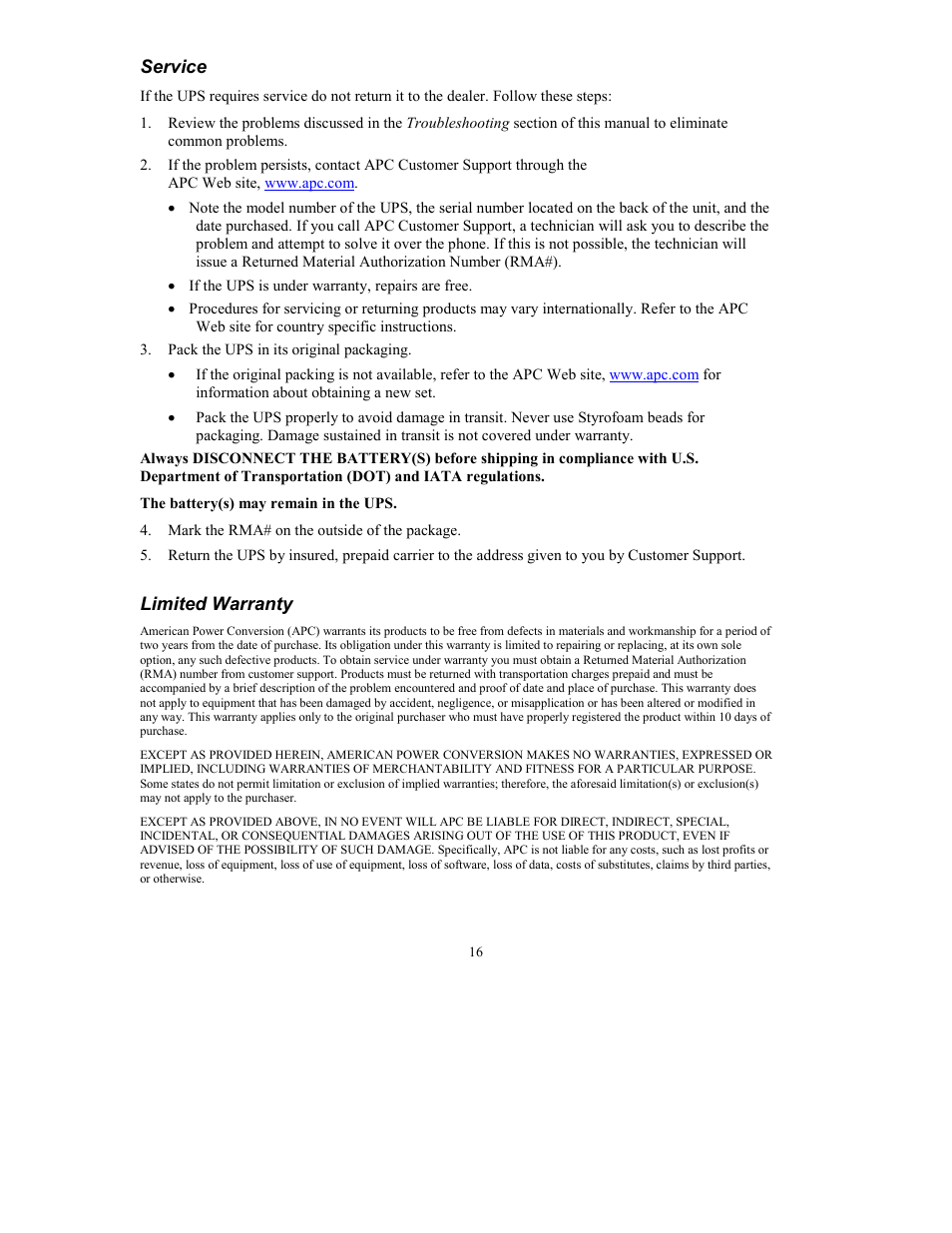 American Power Conversion RT User Manual | Page 18 / 21