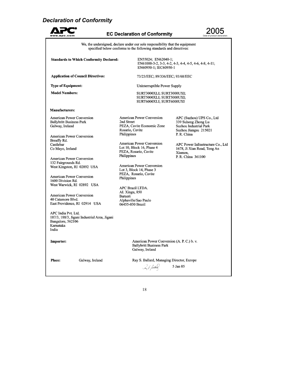 American Power Conversion RT User Manual | Page 20 / 21