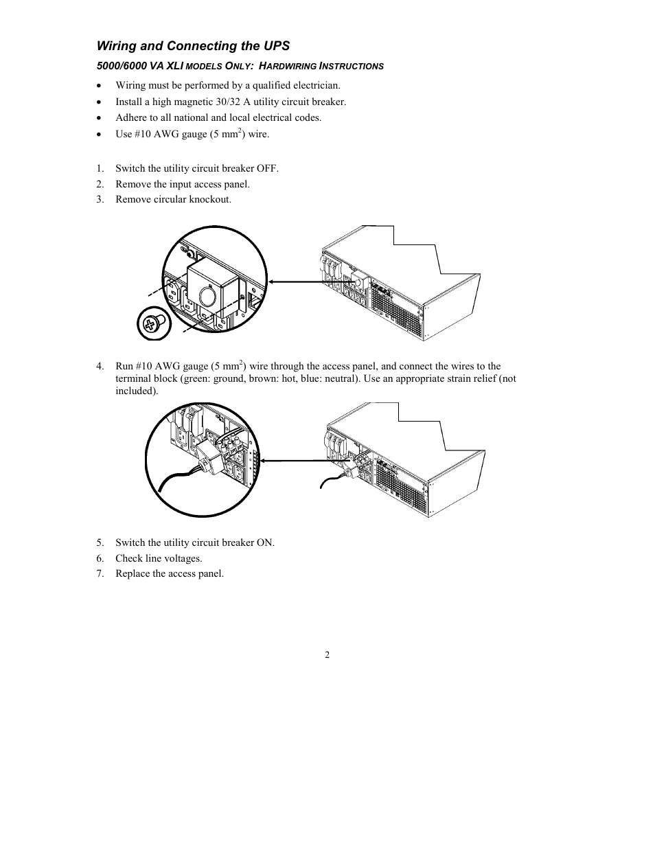 Wiring and connecting the ups | American Power Conversion RT User Manual | Page 4 / 21