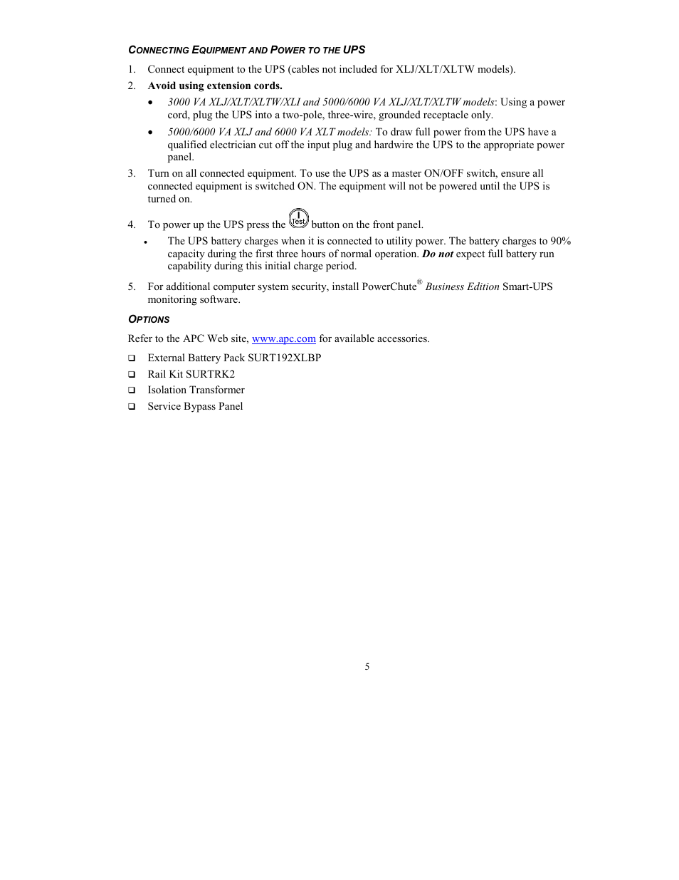 American Power Conversion RT User Manual | Page 7 / 21