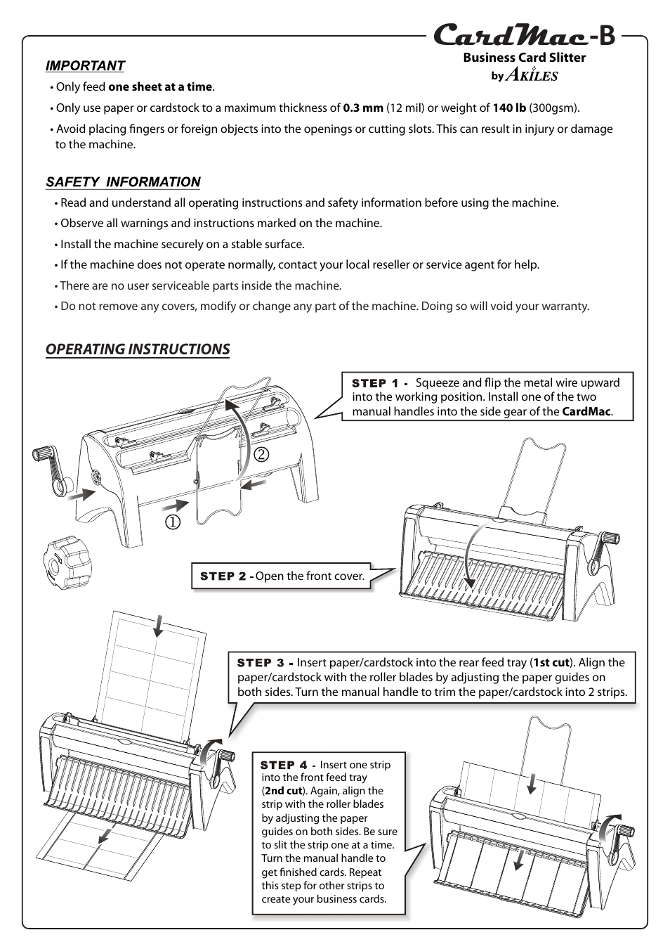 Akiles CardMac-B User Manual | 1 page