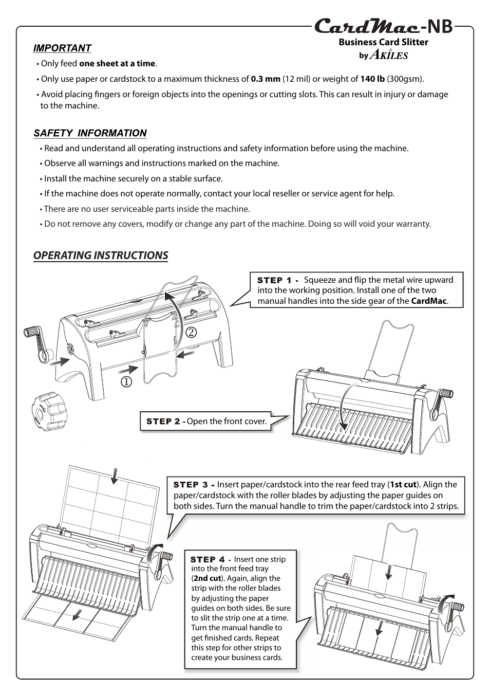 Akiles CardMac-NB User Manual | 1 page