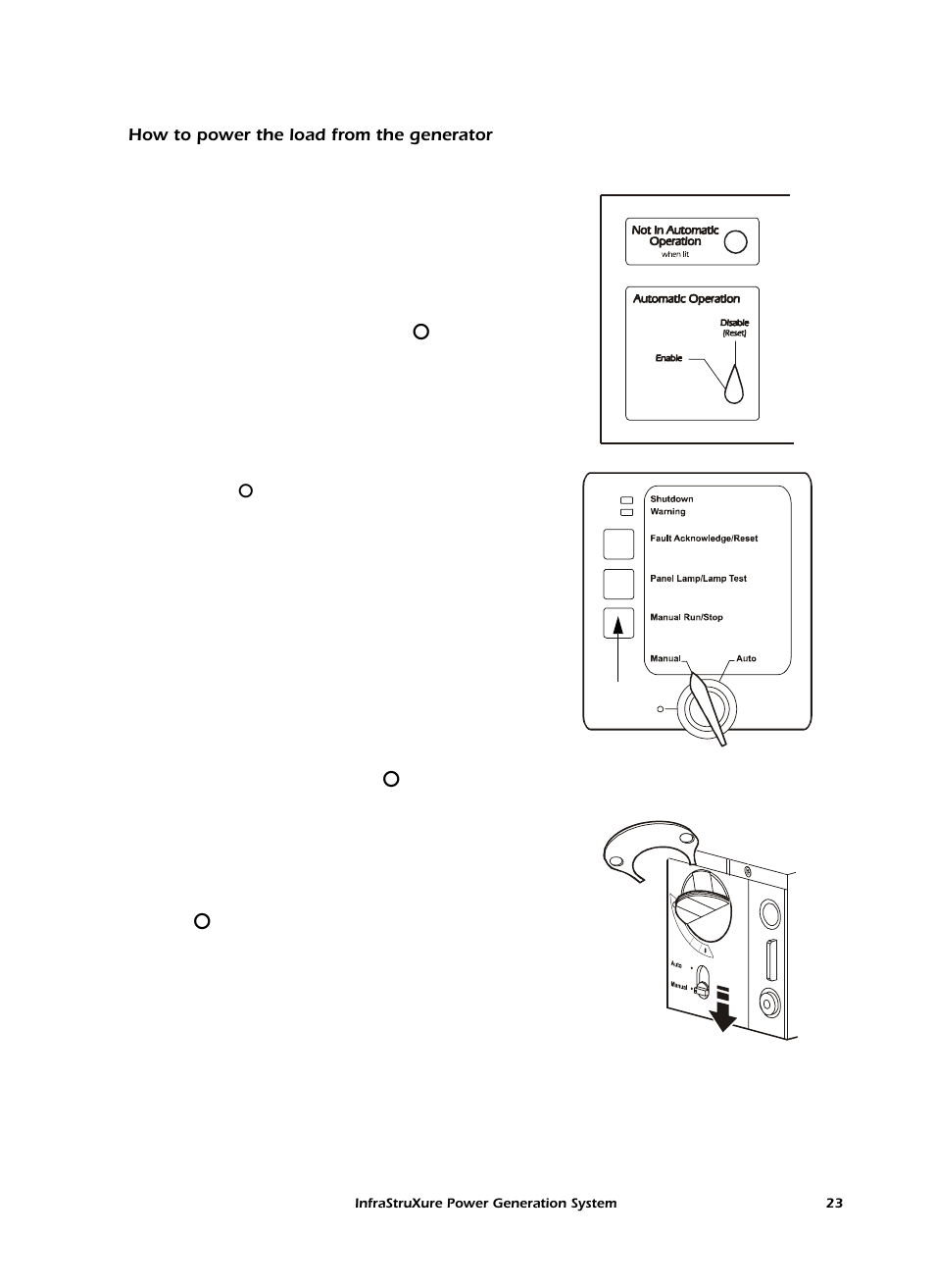 How to power the load from the generator | American Power Conversion 250 A User Manual | Page 33 / 100