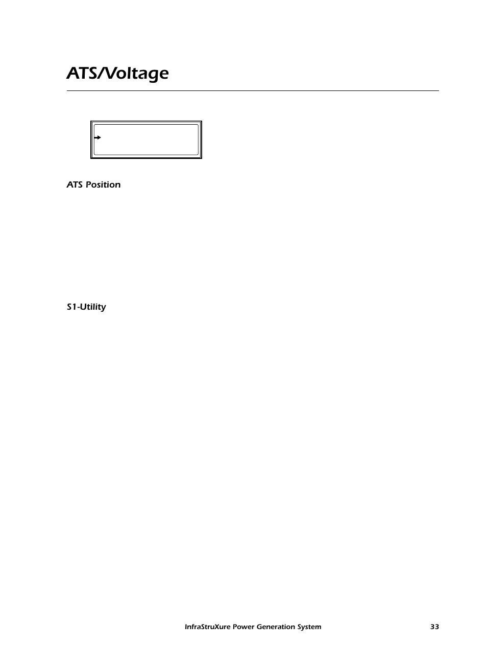 Ats/voltage, Ats position, S1-utility | American Power Conversion 250 A User Manual | Page 43 / 100