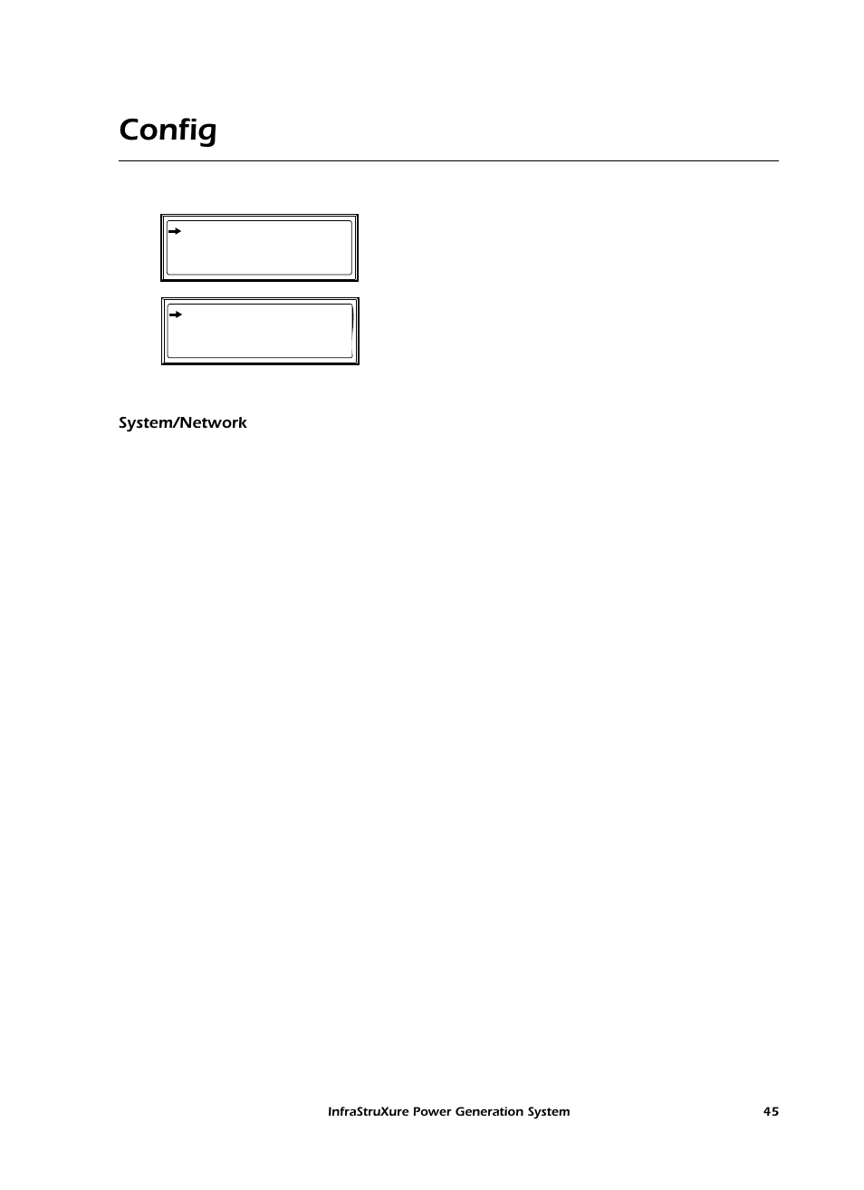 Config, System/network | American Power Conversion 250 A User Manual | Page 55 / 100