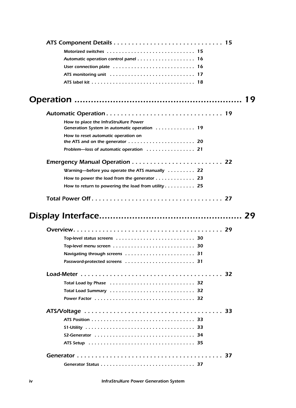 Operation, Display interface | American Power Conversion 250 A User Manual | Page 6 / 100