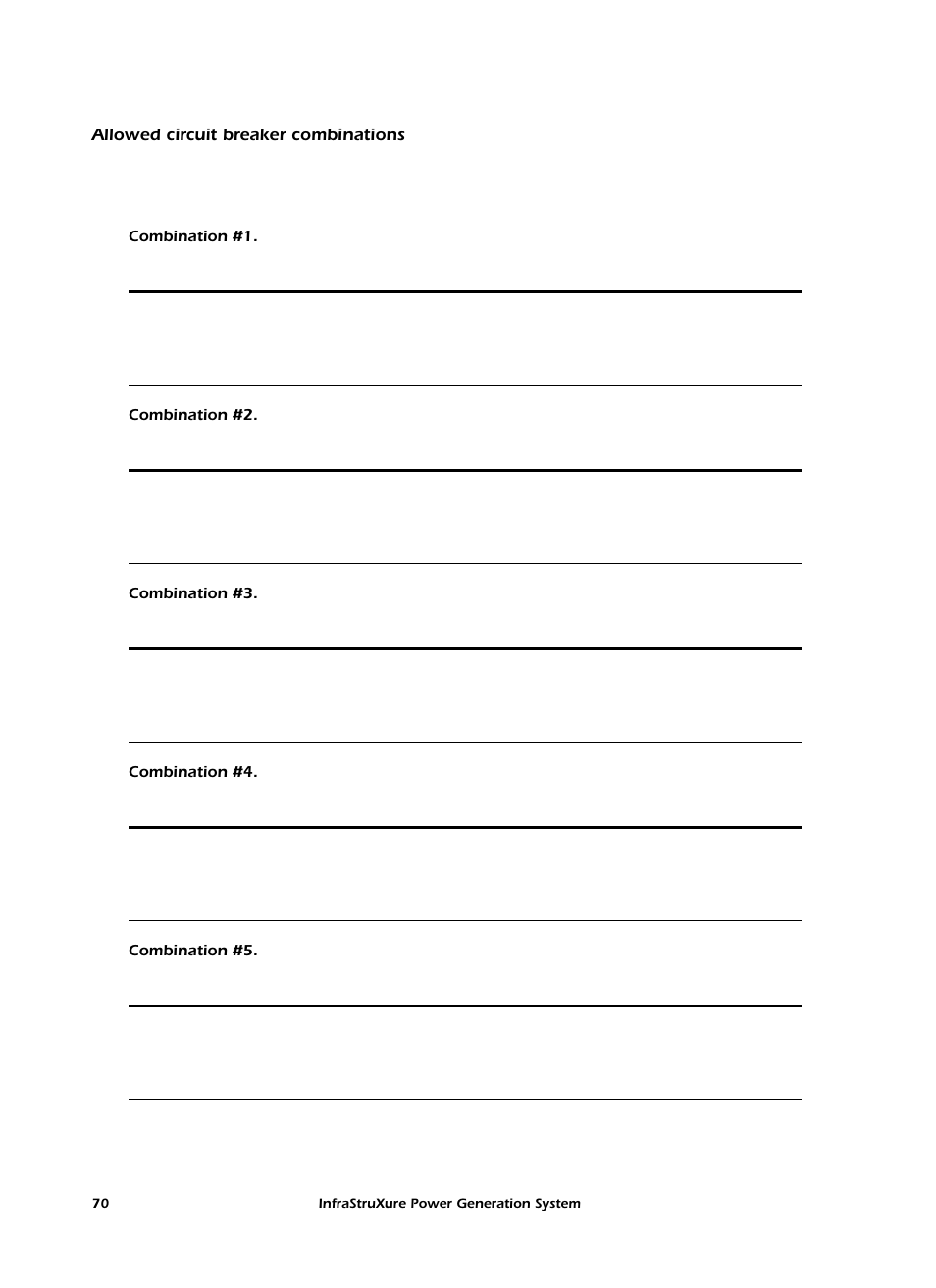 Allowed circuit breaker combinations | American Power Conversion 250 A User Manual | Page 80 / 100