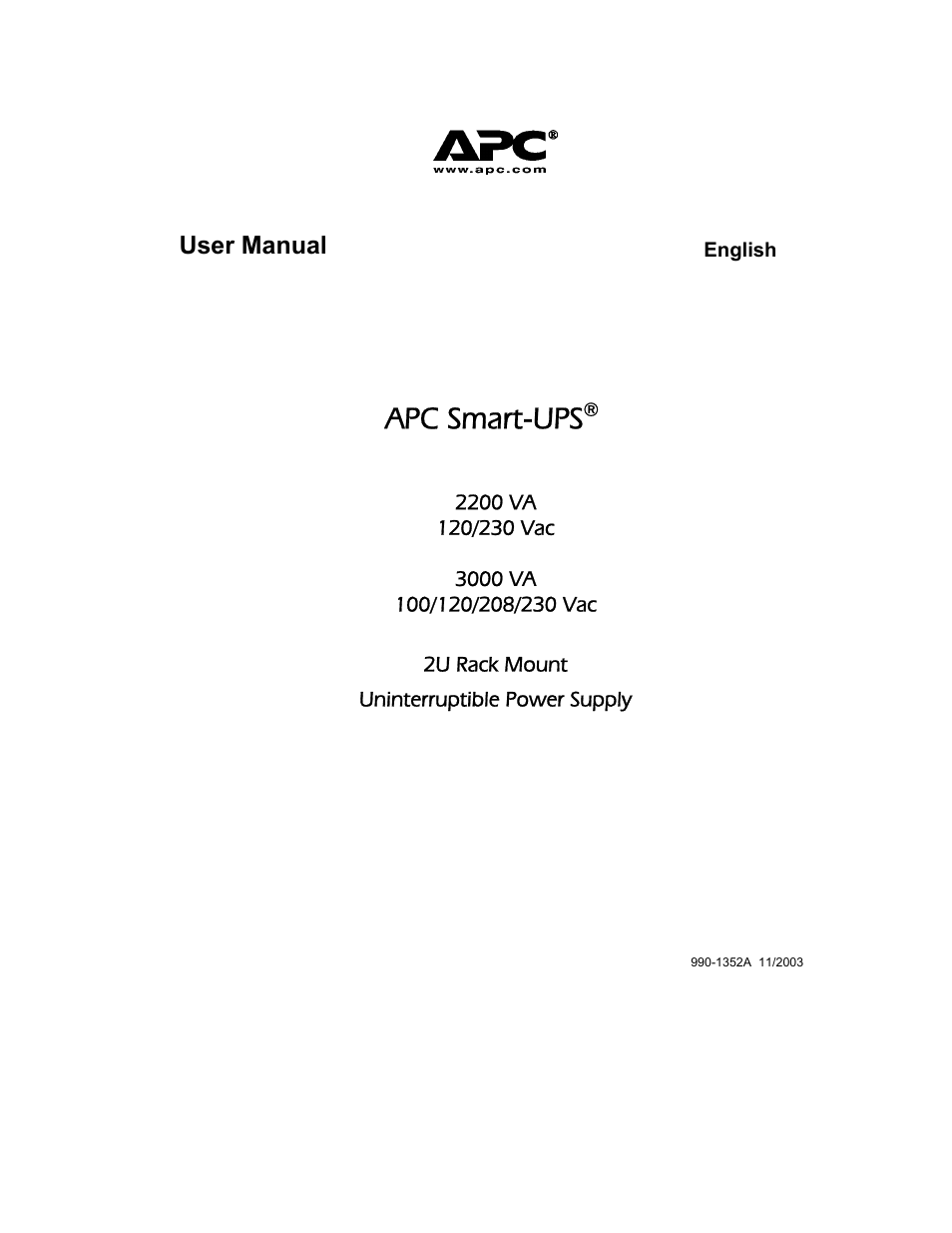 American Power Conversion 2200 VA User Manual | 17 pages