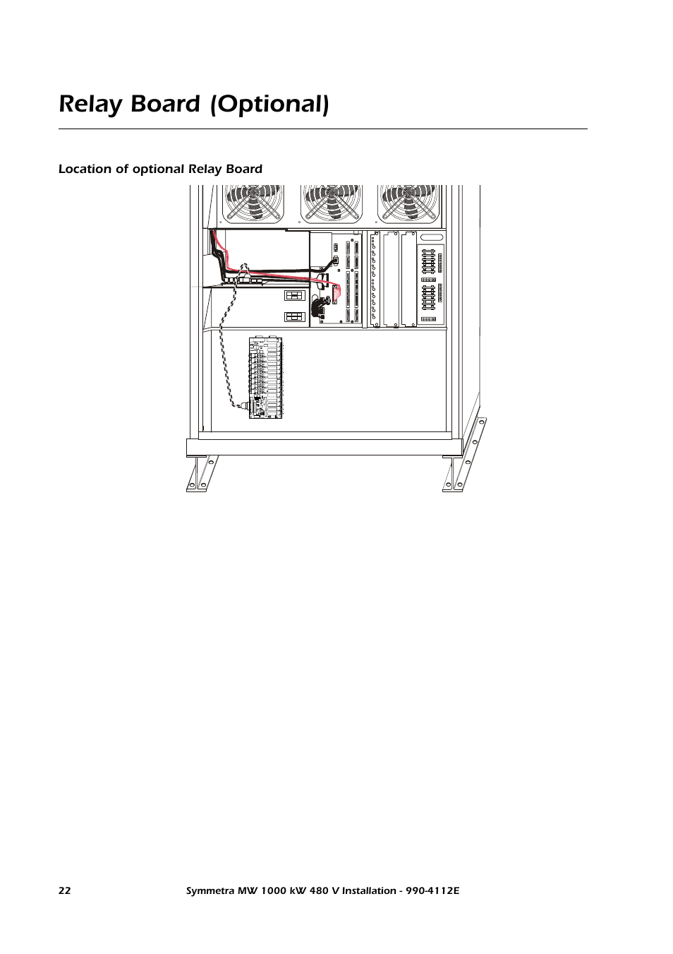 Relay board (optional), Location of optional relay board | American Power Conversion Symmetra MW User Manual | Page 26 / 42