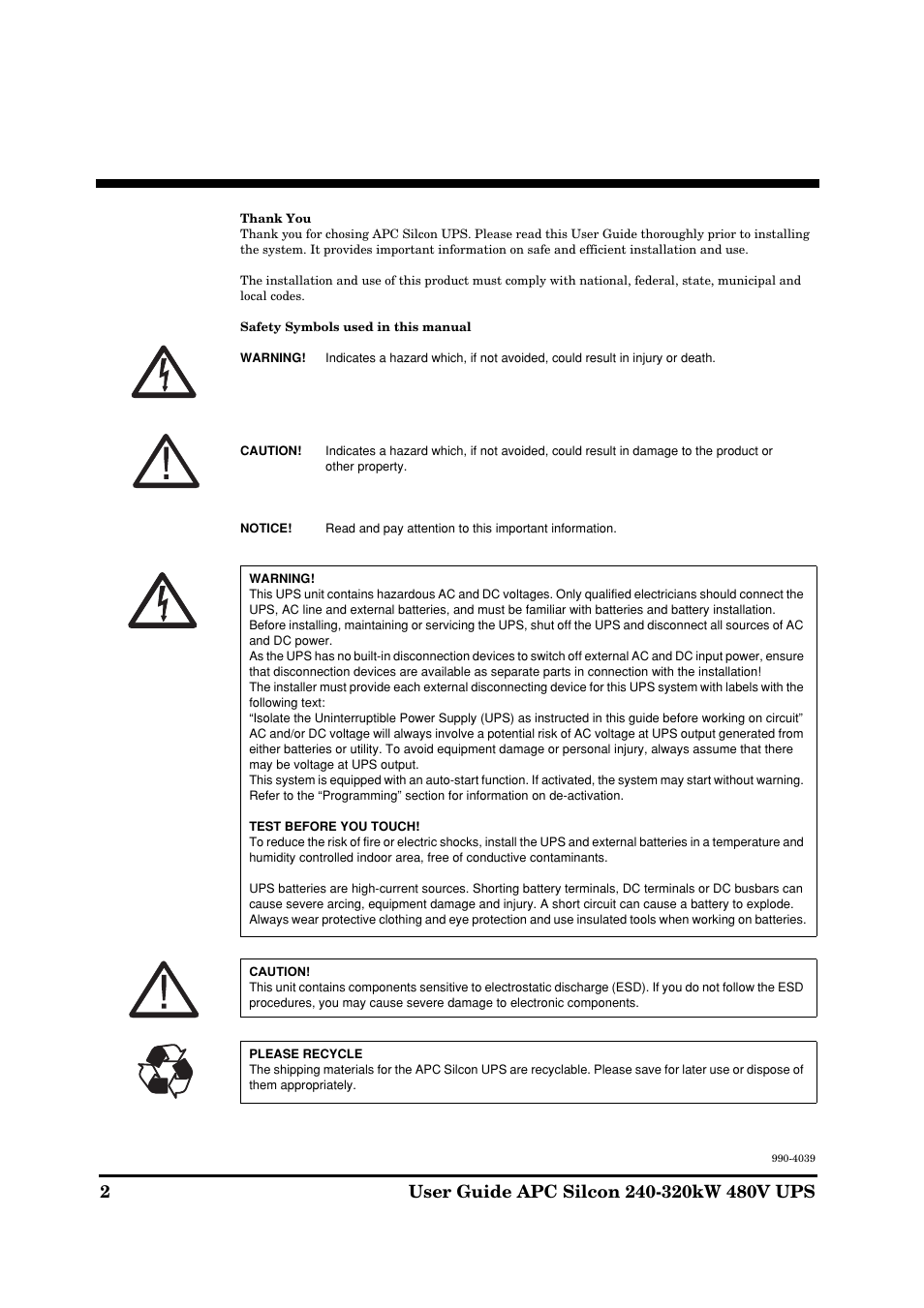 American Power Conversion 240-320kW 480V User Manual | Page 2 / 31