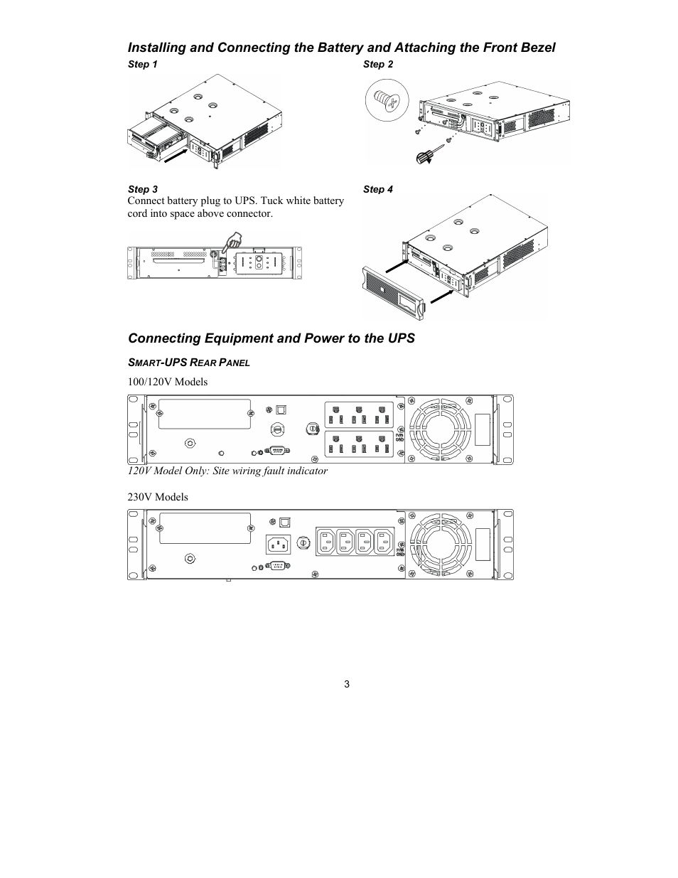 Connecting equipment and power to the ups | American Power Conversion 750 VA User Manual | Page 5 / 17