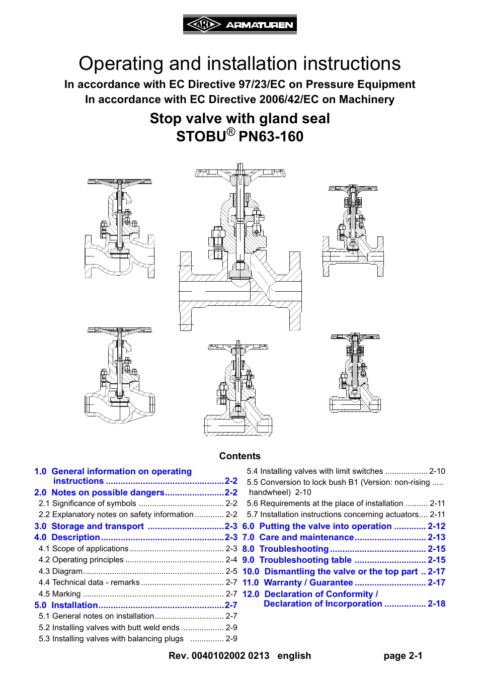 ARI Armaturen STOBU PN63-160 EN User Manual | 18 pages