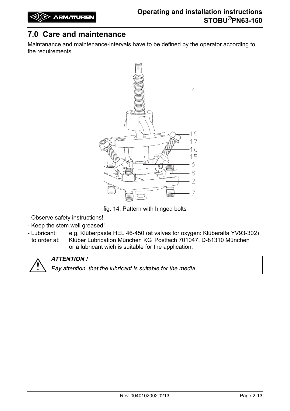 0 care and maintenance | ARI Armaturen STOBU PN63-160 EN User Manual | Page 13 / 18