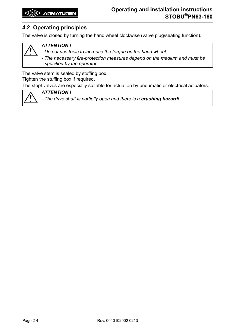 2 operating principles | ARI Armaturen STOBU PN63-160 EN User Manual | Page 4 / 18