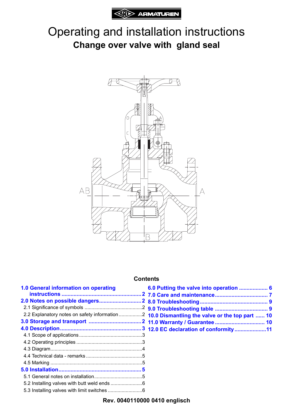 ARI Armaturen Metallic sealing EN User Manual | 11 pages