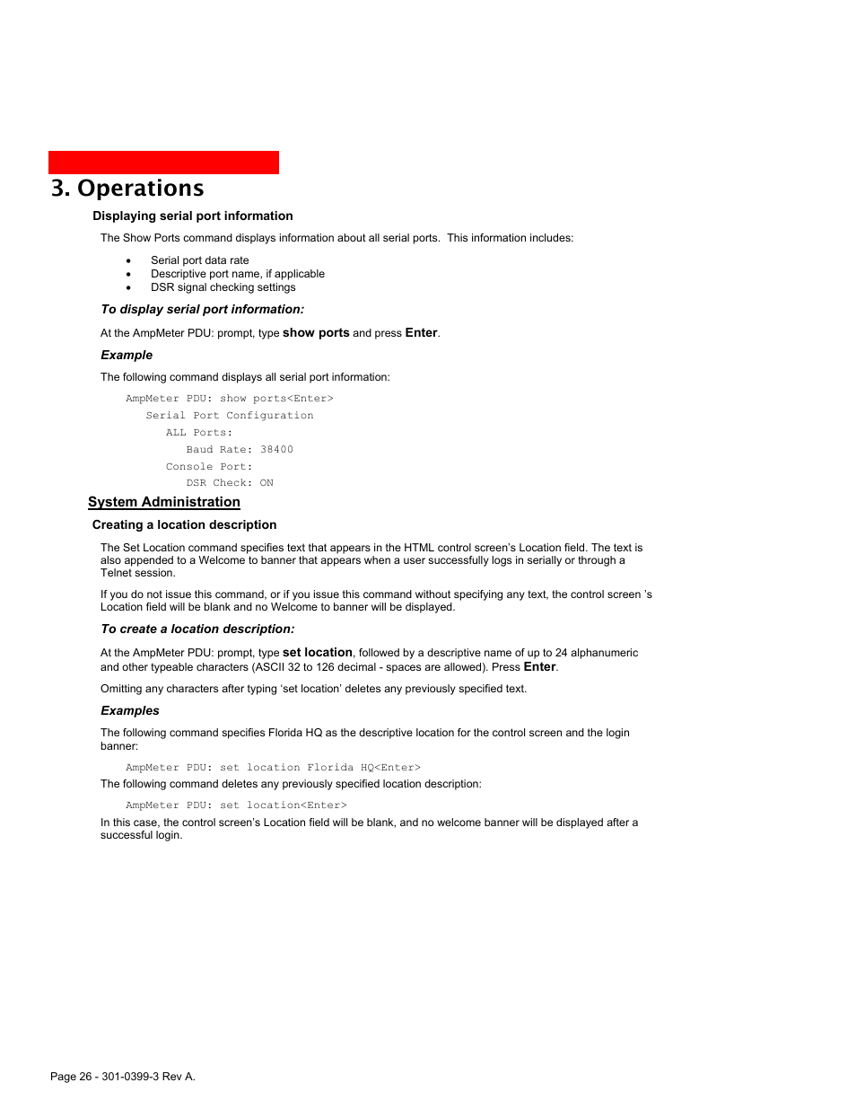 System administration, Operations | American Power Conversion AmpMeter PDU User Manual | Page 26 / 52