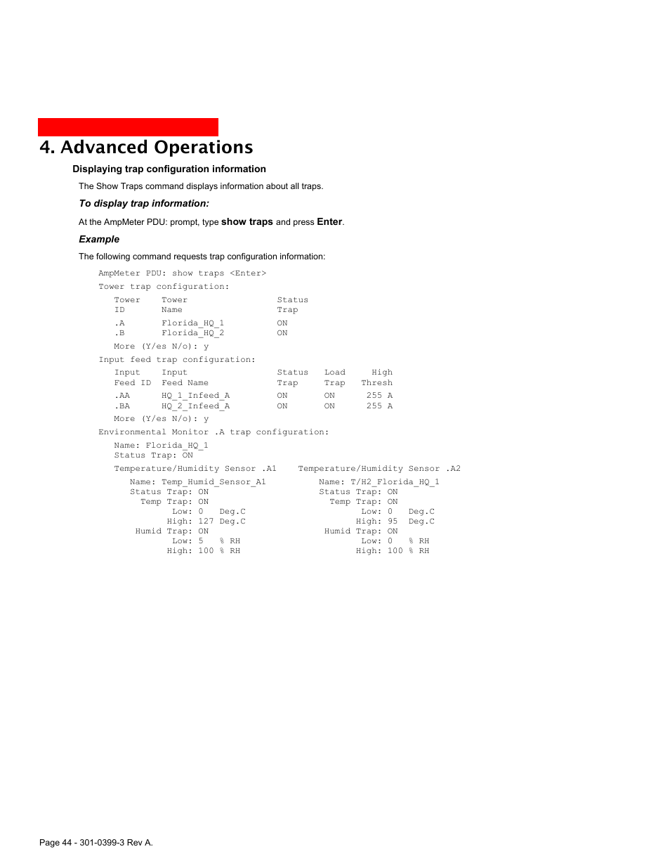 Advanced operations | American Power Conversion AmpMeter PDU User Manual | Page 44 / 52