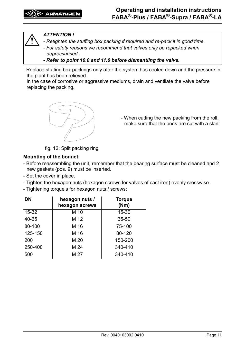 ARI Armaturen FABA-LA EN User Manual | Page 11 / 15