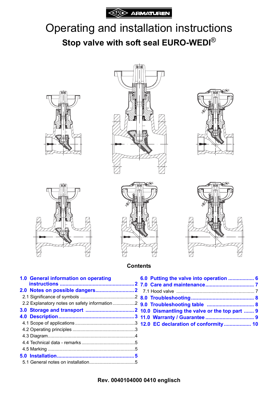 ARI Armaturen EURO-WEDI EN User Manual | 10 pages