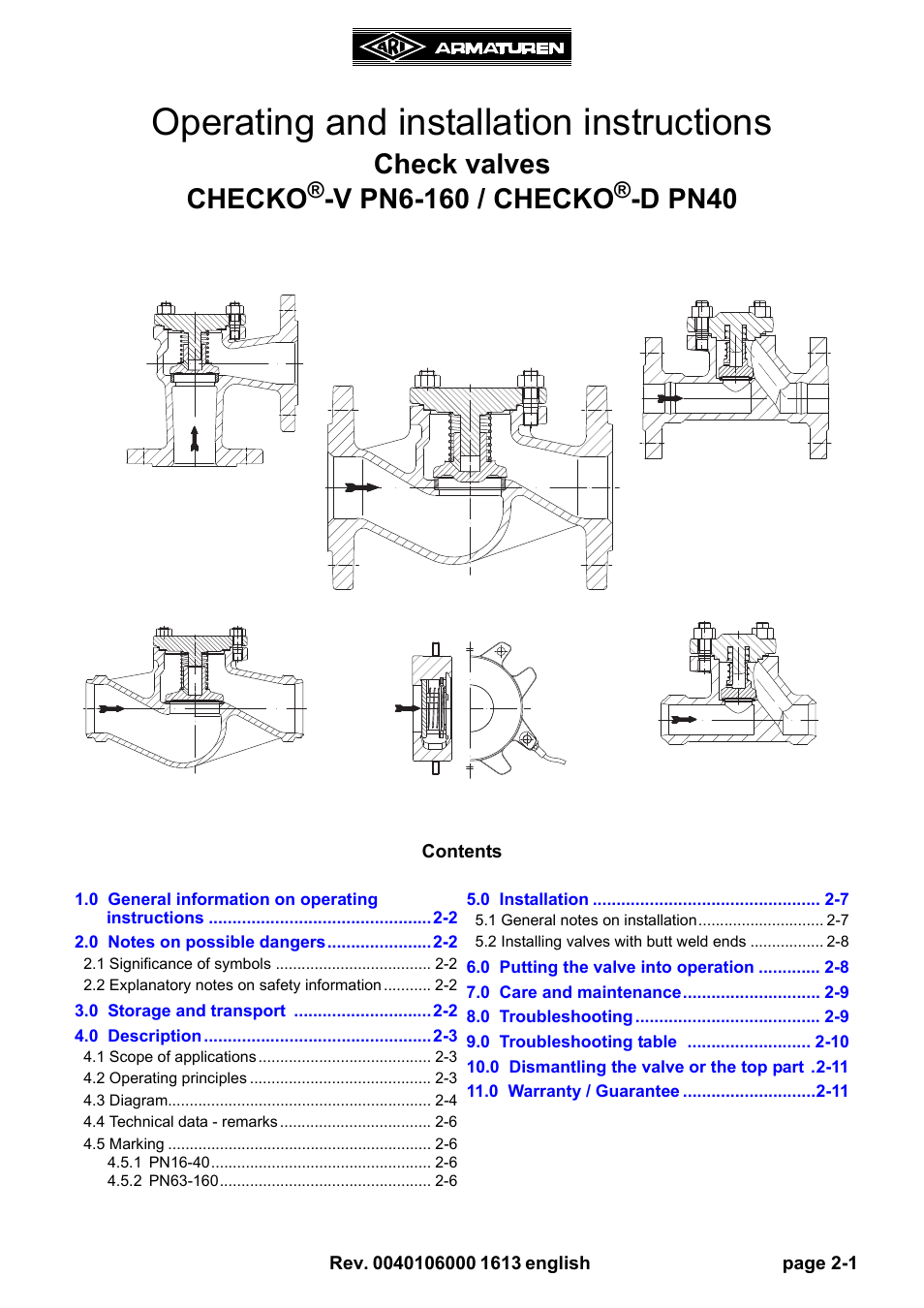 ARI Armaturen CHECKO-D PN40 EN User Manual | 12 pages