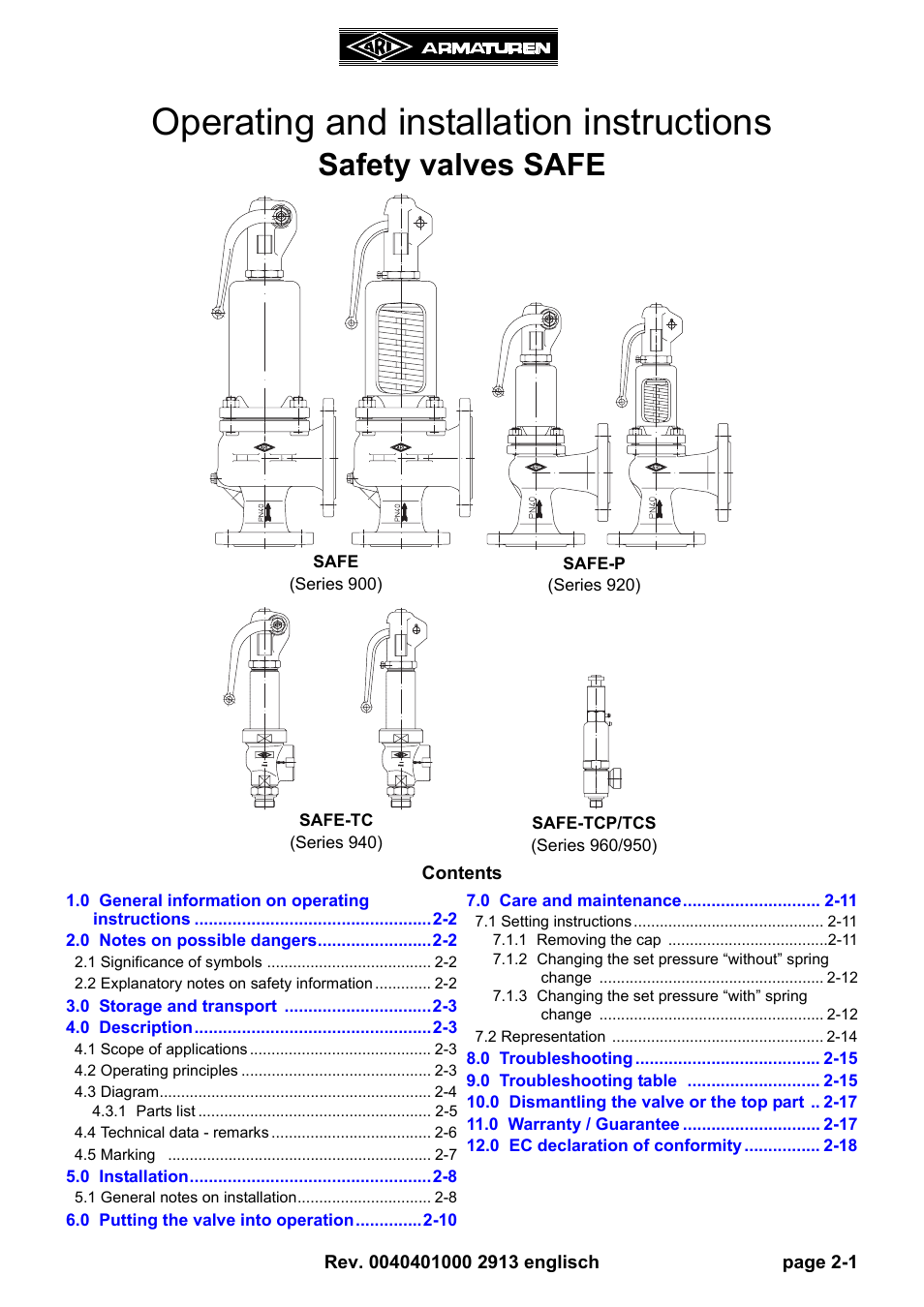 ARI Armaturen SAFE-TCP/TCS950 EN User Manual | 18 pages