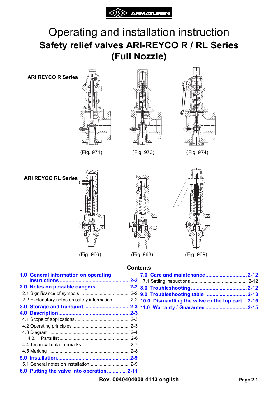 ARI Armaturen ARI REYCO RL969 EN User Manual | 18 pages