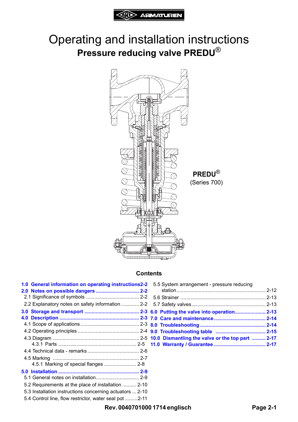 ARI Armaturen PREDU 700 EN User Manual | 17 pages