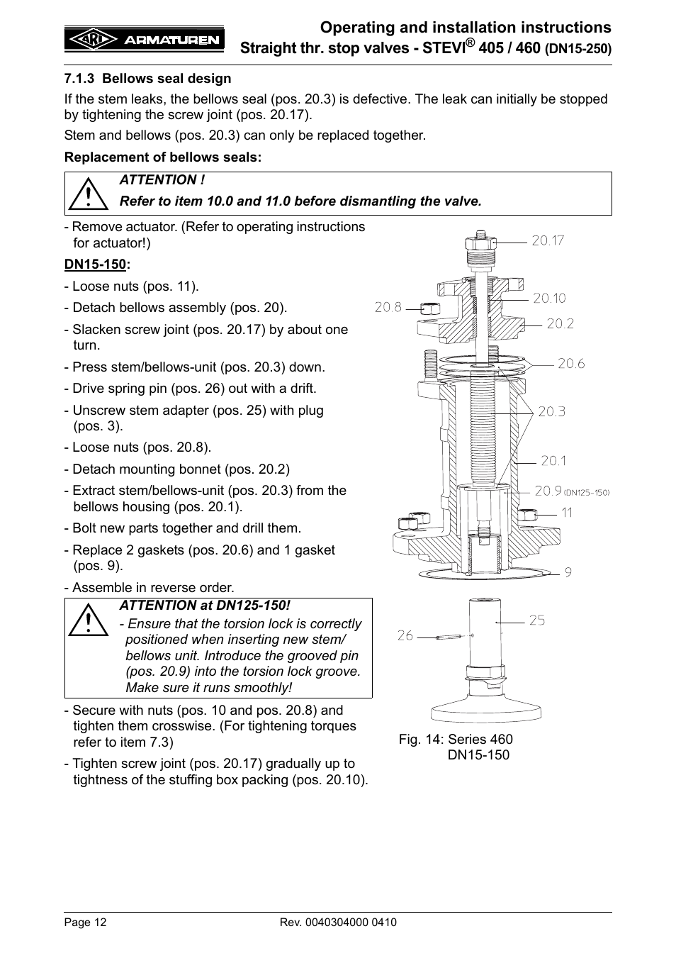 3 bellows seal design | ARI Armaturen STEVI 460 DN 15-250 EN User Manual | Page 12 / 18