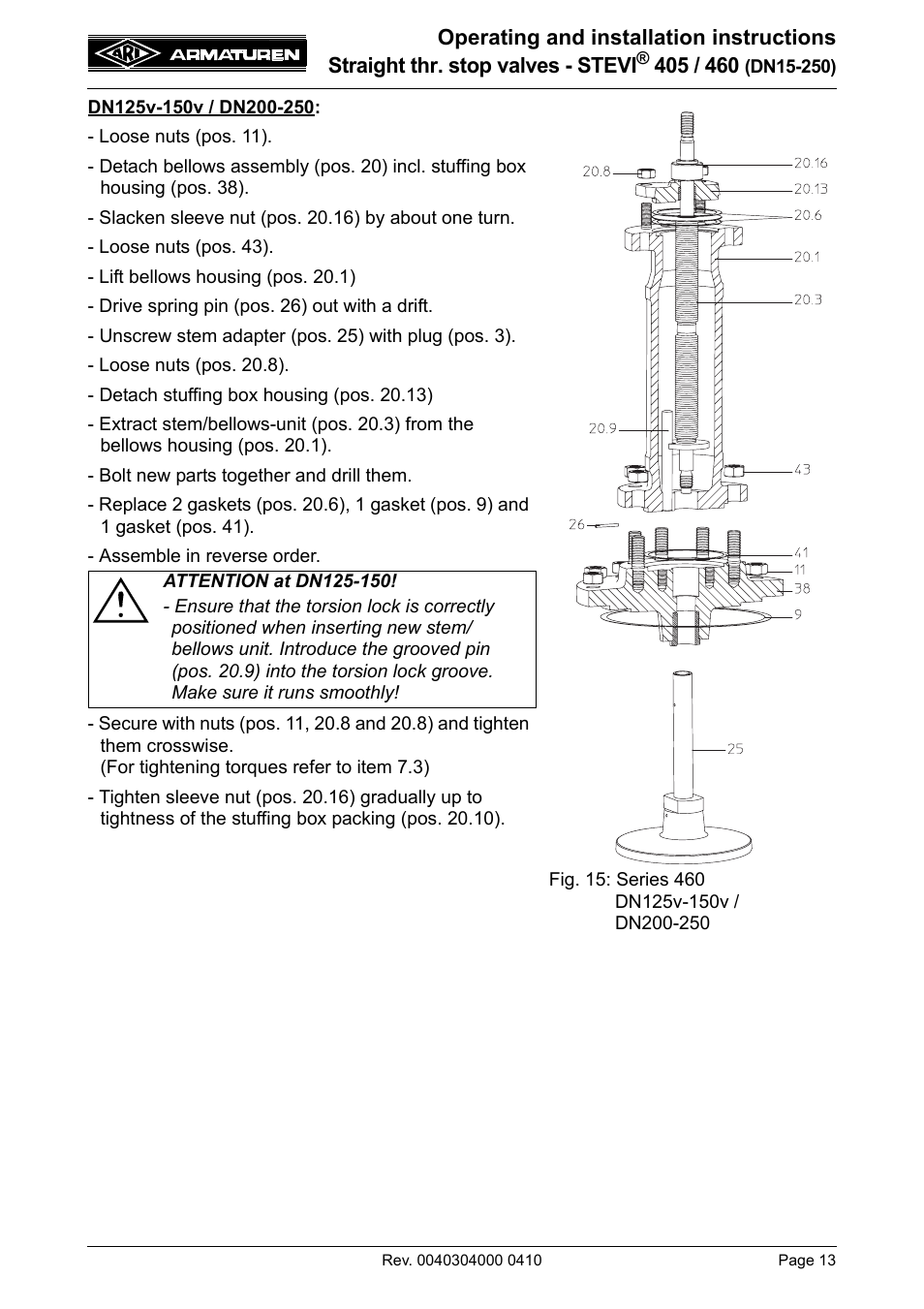 ARI Armaturen STEVI 460 DN 15-250 EN User Manual | Page 13 / 18