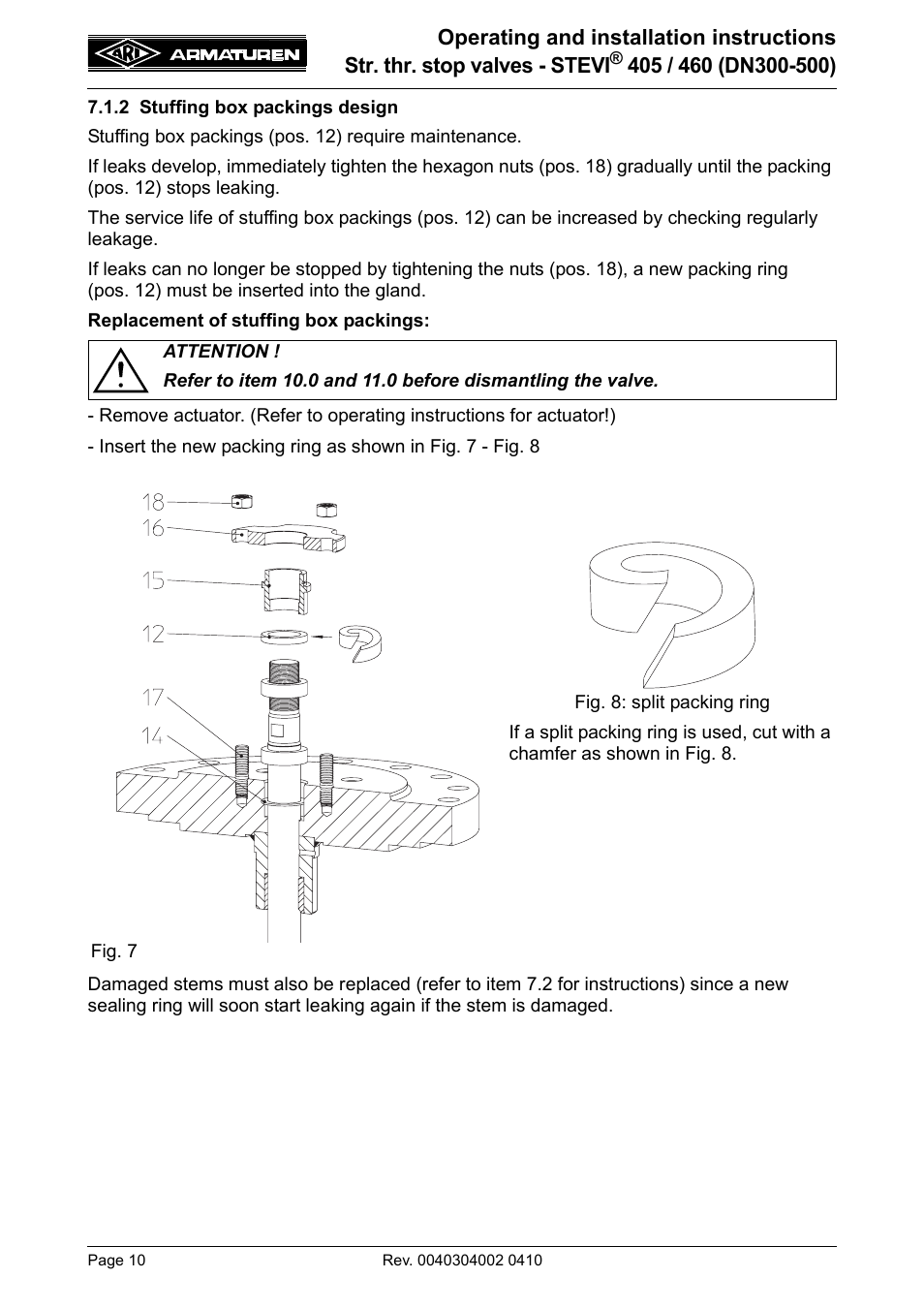 2 stuffing box packings design | ARI Armaturen STEVI 460 DN 300-500 EN User Manual | Page 10 / 16