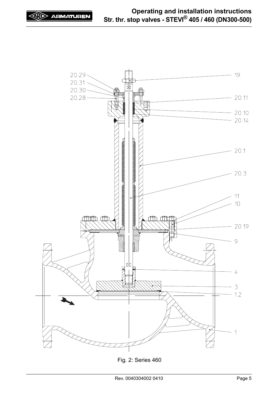 ARI Armaturen STEVI 460 DN 300-500 EN User Manual | Page 5 / 16