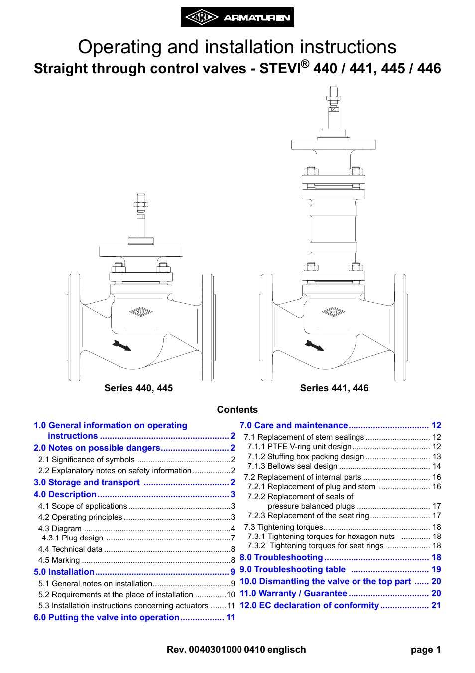 ARI Armaturen STEVI 446 EN User Manual | 21 pages