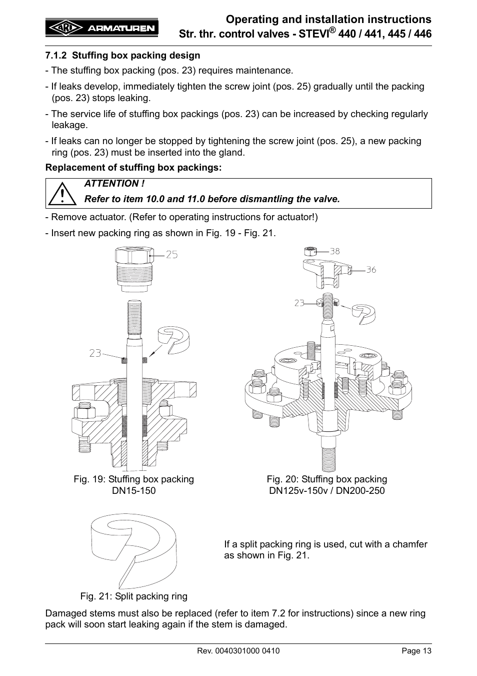 2 stuffing box packing design | ARI Armaturen STEVI 446 EN User Manual | Page 13 / 21