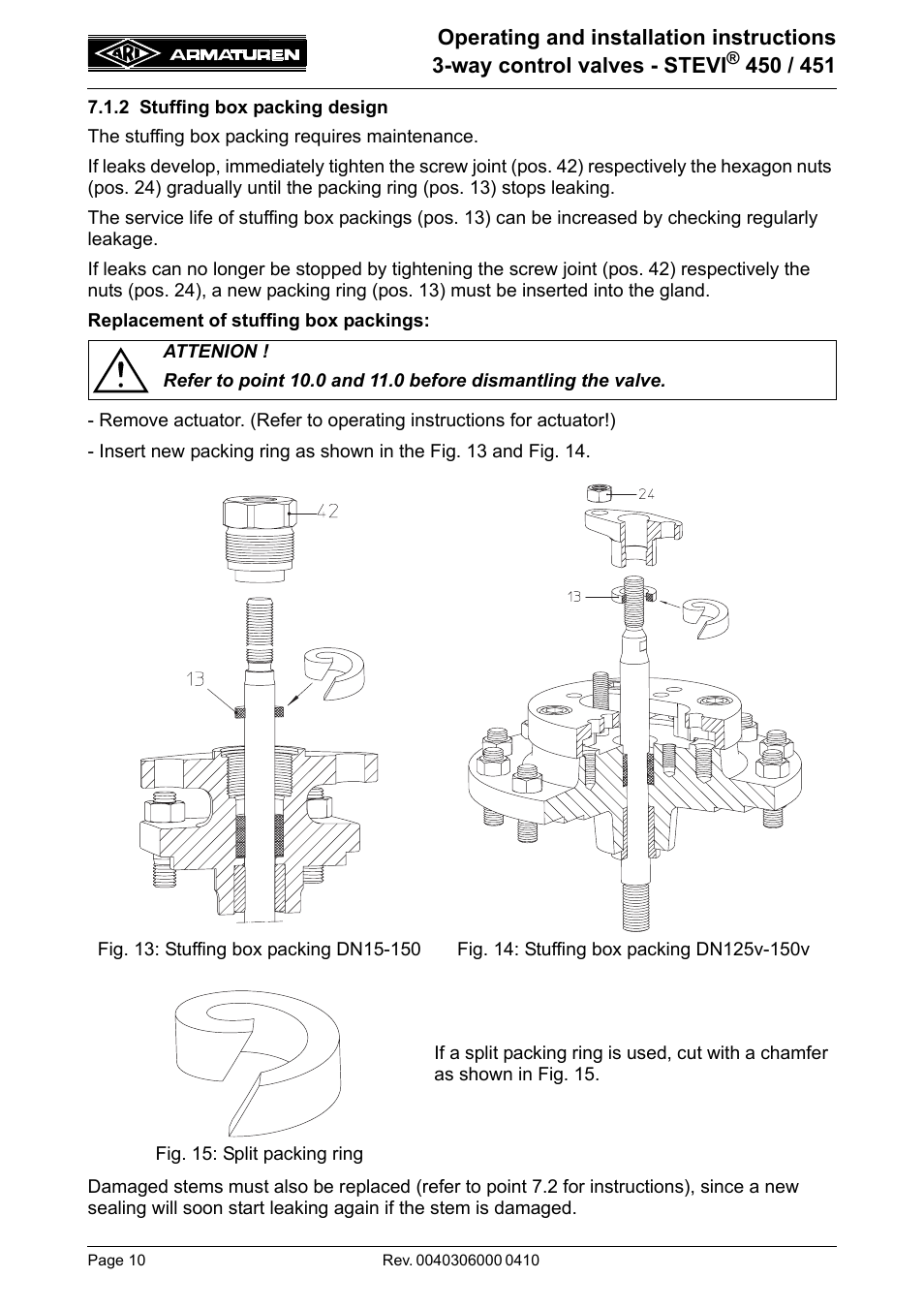 2 stuffing box packing design | ARI Armaturen STEVI 451 EN User Manual | Page 10 / 22