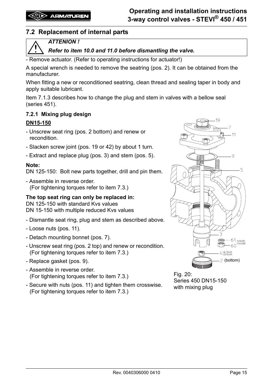 2 replacement of internal parts, 1 mixing plug design, Point 7.2) | ARI Armaturen STEVI 451 EN User Manual | Page 15 / 22