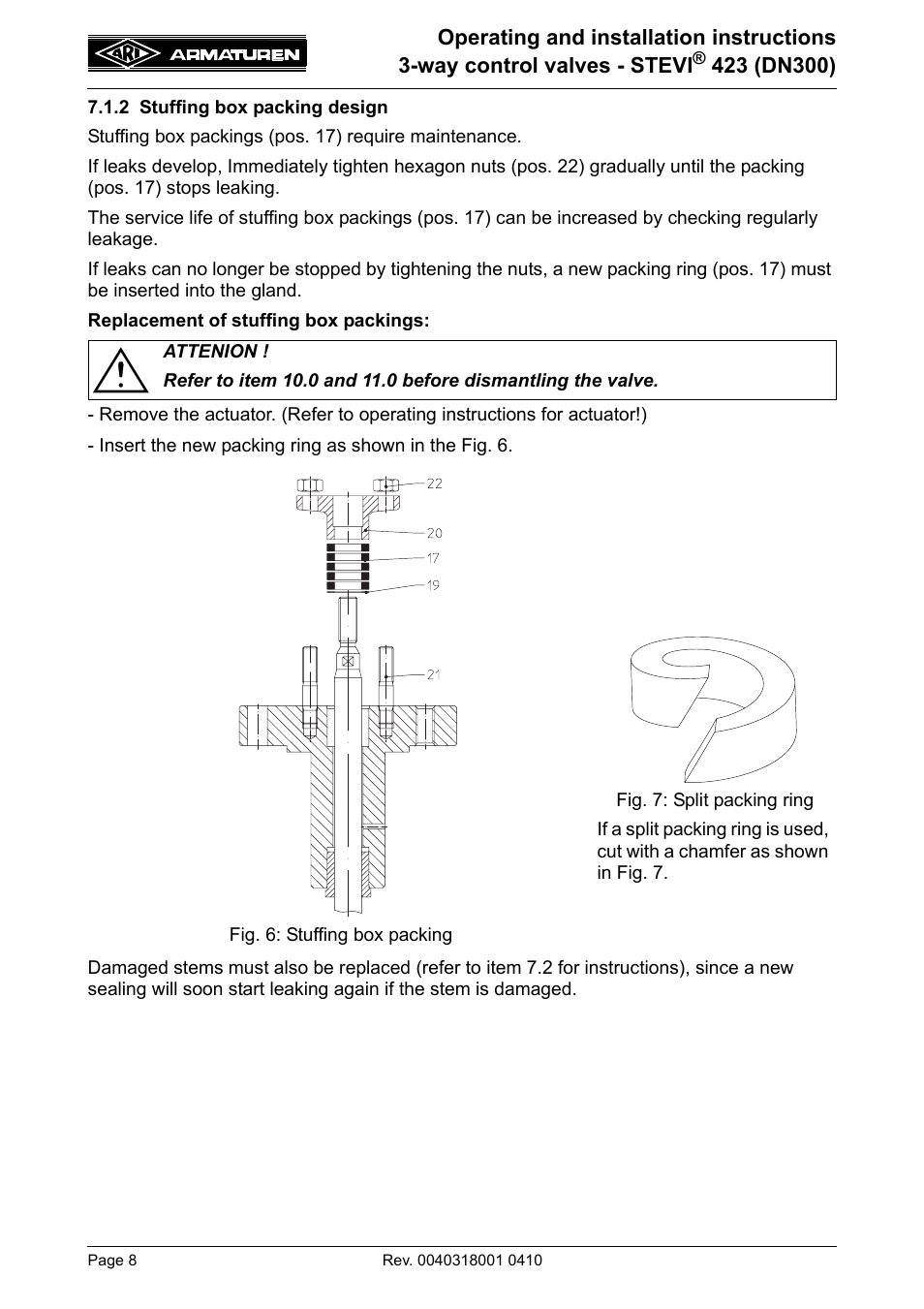 2 stuffing box packing design | ARI Armaturen STEVI 423 DN300 EN User Manual | Page 8 / 14