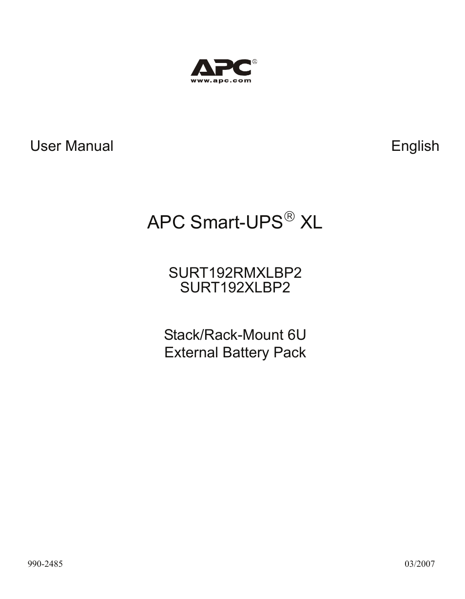 American Power Conversion 990-2485 User Manual | 10 pages