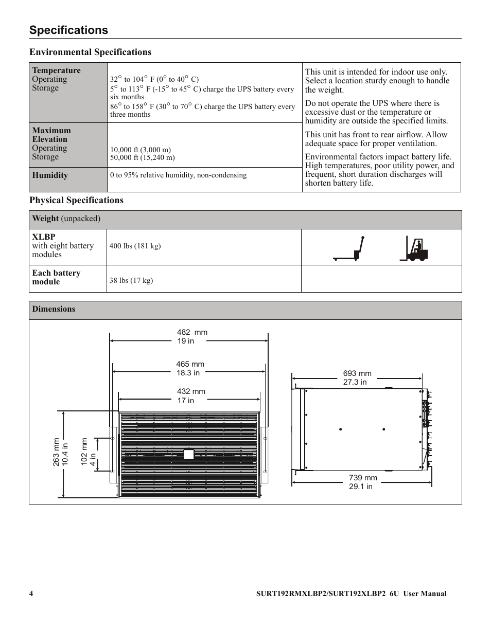 Specifications | American Power Conversion 990-2485 User Manual | Page 4 / 10
